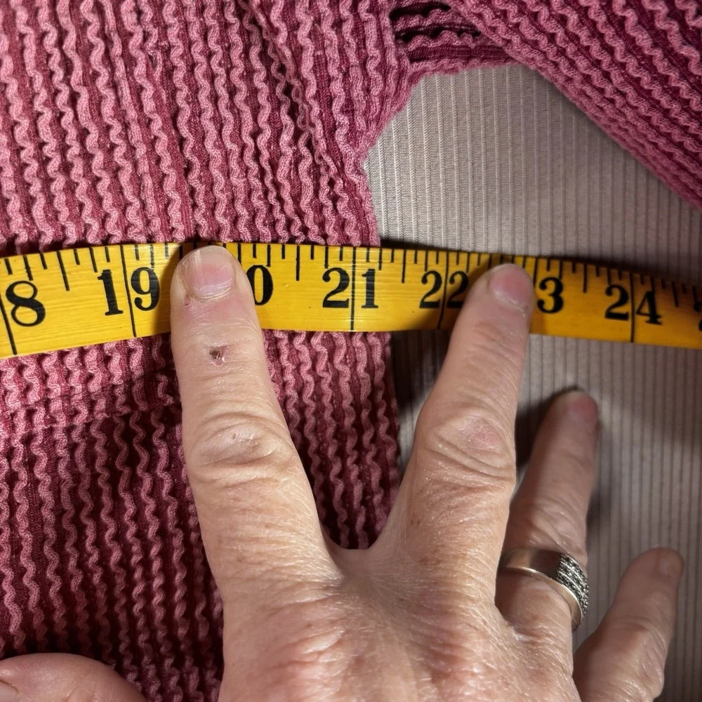 Reborn J PinkRibbed Knit  Button Up‎ Jacket W/ Contrast Hood M Soft Warm Pockets